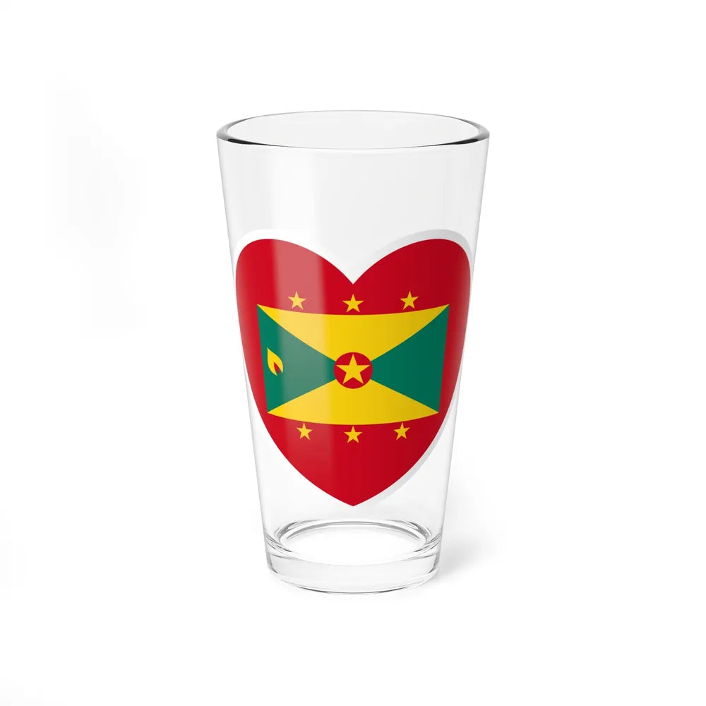 Heart Flag of Grenada - Pint Glass 16oz-16oz-Go Mug Yourself