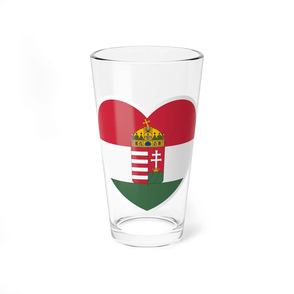 Heart Flag of Hungary 1848-1849, 1867-1869 - Pint Glass 16oz-16oz-Go Mug Yourself