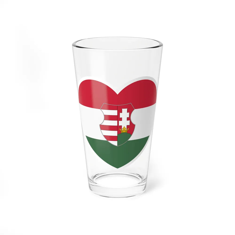 Heart Flag of Hungary 1946-1949, 1956-1957 - Pint Glass 16oz-16oz-Go Mug Yourself