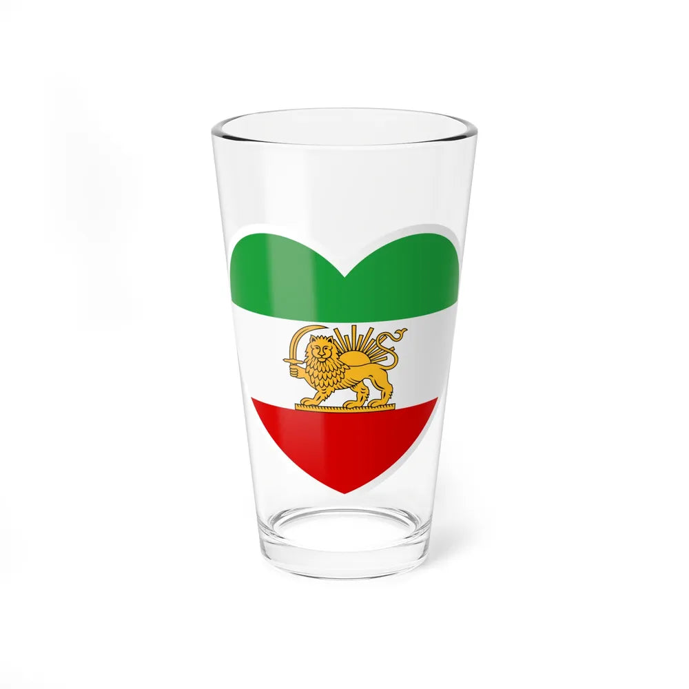 Heart Flag of Iran 1964-1980 - Pint Glass 16oz-16oz-Go Mug Yourself