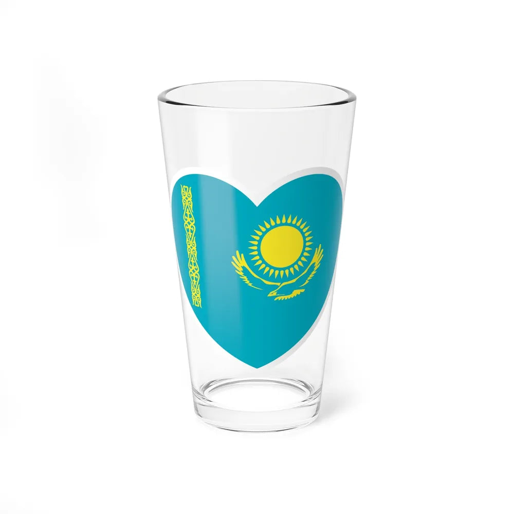 Heart Flag of Kazakhstan - Pint Glass 16oz-16oz-Go Mug Yourself