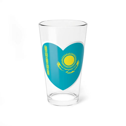 Heart Flag of Kazakhstan - Pint Glass 16oz-16oz-Go Mug Yourself