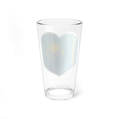 Heart Flag of Kazakhstan - Pint Glass 16oz-Go Mug Yourself