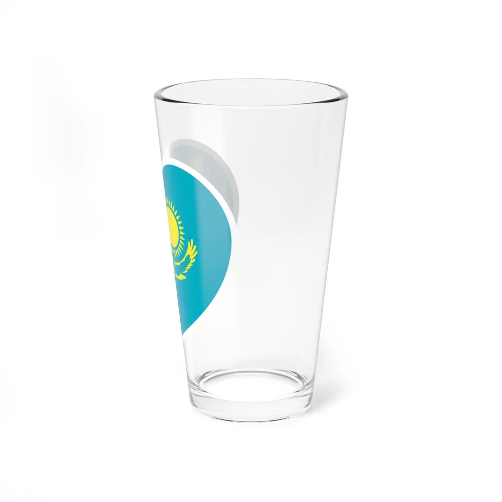 Heart Flag of Kazakhstan - Pint Glass 16oz-Go Mug Yourself