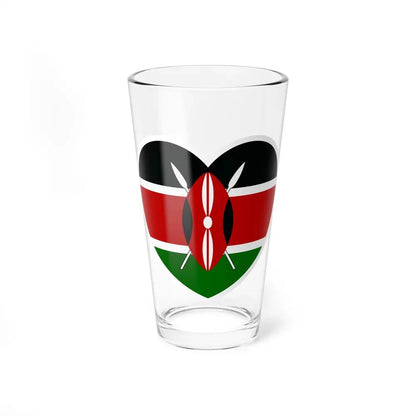 Heart Flag of Kenya - Pint Glass 16oz 16oz - Go Mug Yourself