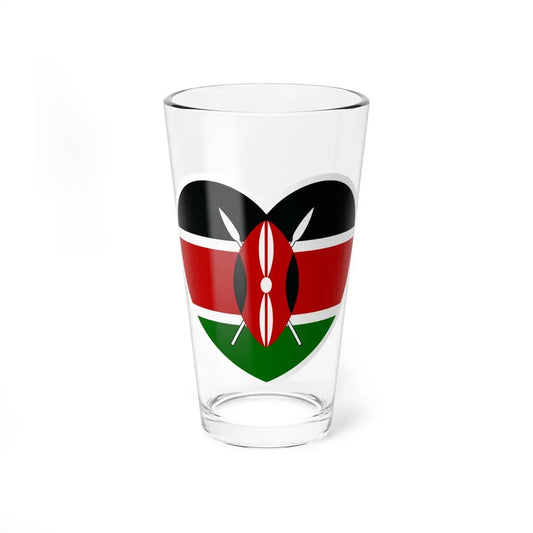 Heart Flag of Kenya - Pint Glass 16oz 16oz - Go Mug Yourself