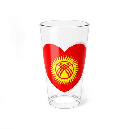 Heart Flag of Kyrgyzstan 1992-2023 - Pint Glass 16oz-16oz-Go Mug Yourself