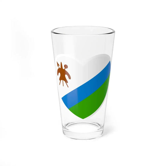 Heart Flag of Lesotho 1987-2006 - Pint Glass 16oz 16oz - Go Mug Yourself