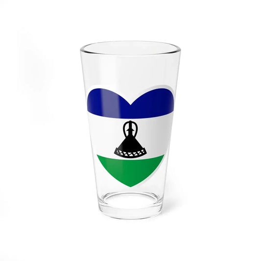 Heart Flag of Lesotho - Pint Glass 16oz 16oz - Go Mug Yourself