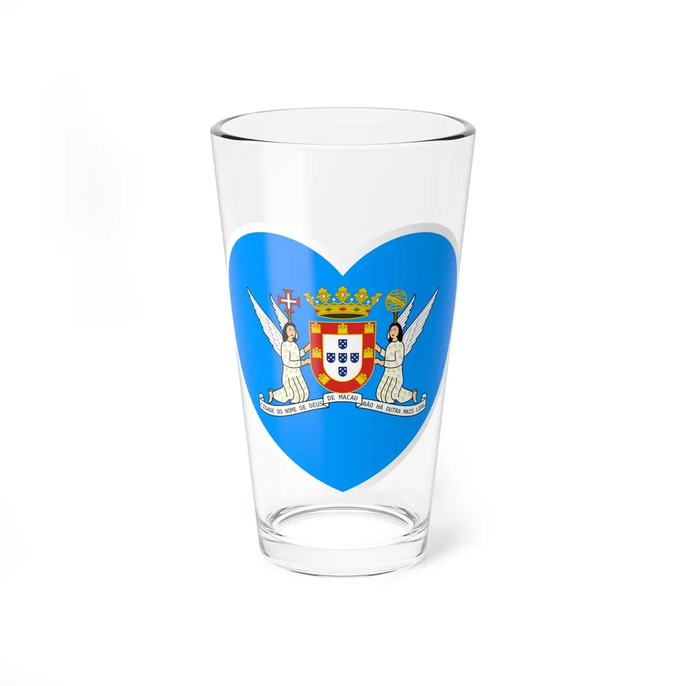 Heart Flag of Macau Municipal - Pint Glass 16oz-16oz-Go Mug Yourself