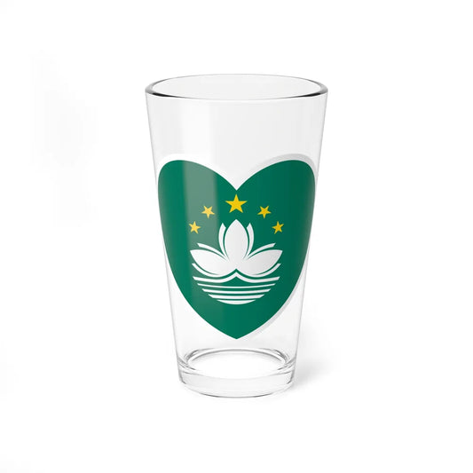 Heart Flag of Macau - Pint Glass 16oz-16oz-Go Mug Yourself