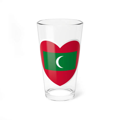 Heart Flag of Maldives - Pint Glass 16oz-16oz-Go Mug Yourself