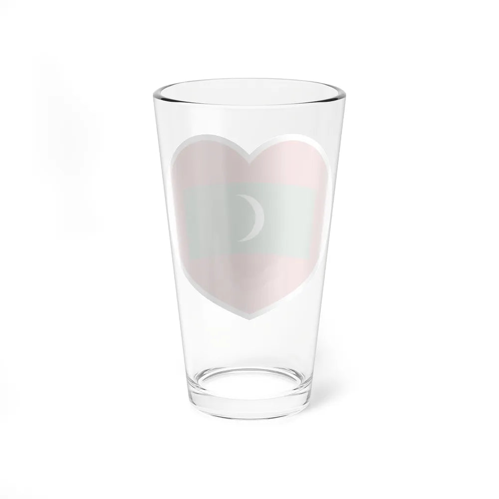 Heart Flag of Maldives - Pint Glass 16oz-Go Mug Yourself