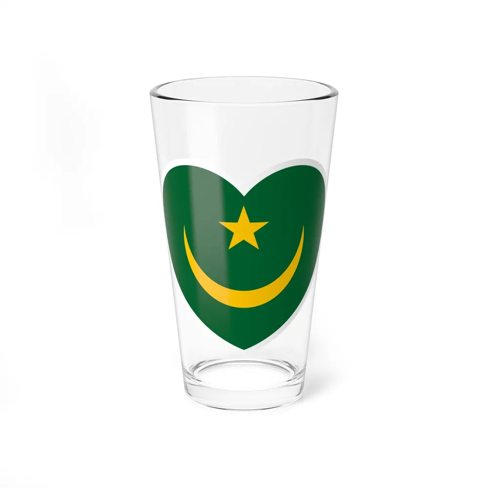 Heart Flag of Mauritania 1959-2017 - Pint Glass 16oz-16oz-Go Mug Yourself