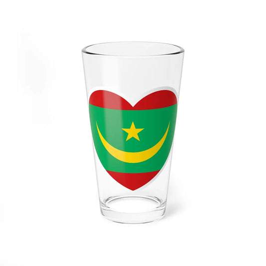 Heart Flag of Mauritania - Pint Glass 16oz-16oz-Go Mug Yourself