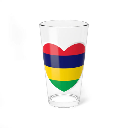 Heart Flag of Mauritius - Pint Glass 16oz-16oz-Go Mug Yourself