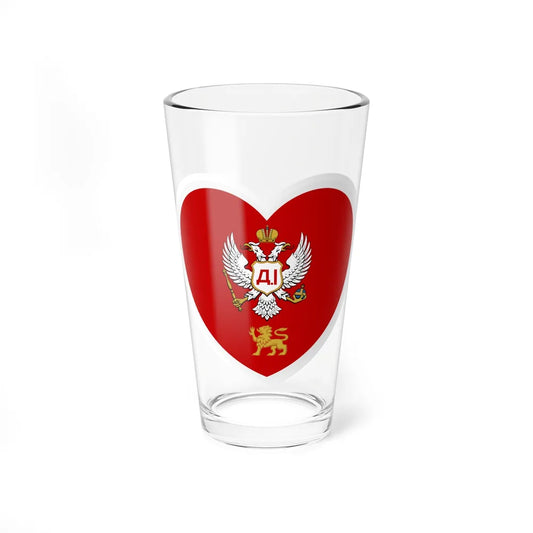 Heart Flag of Montenegro 1852-1860 - Pint Glass 16oz-16oz-Go Mug Yourself