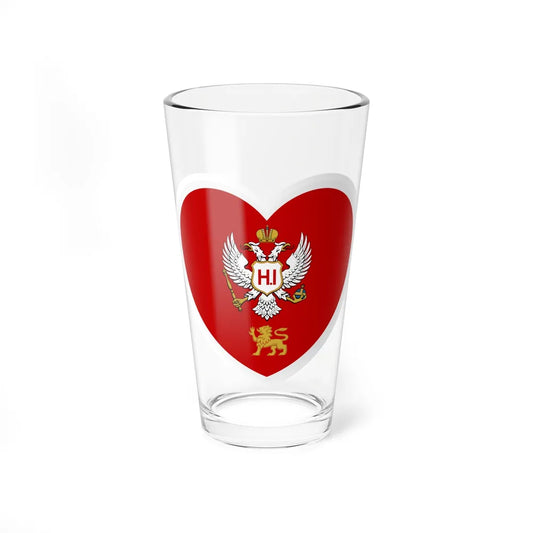 Heart Flag of Montenegro 1860-1905 - Pint Glass 16oz-16oz-Go Mug Yourself