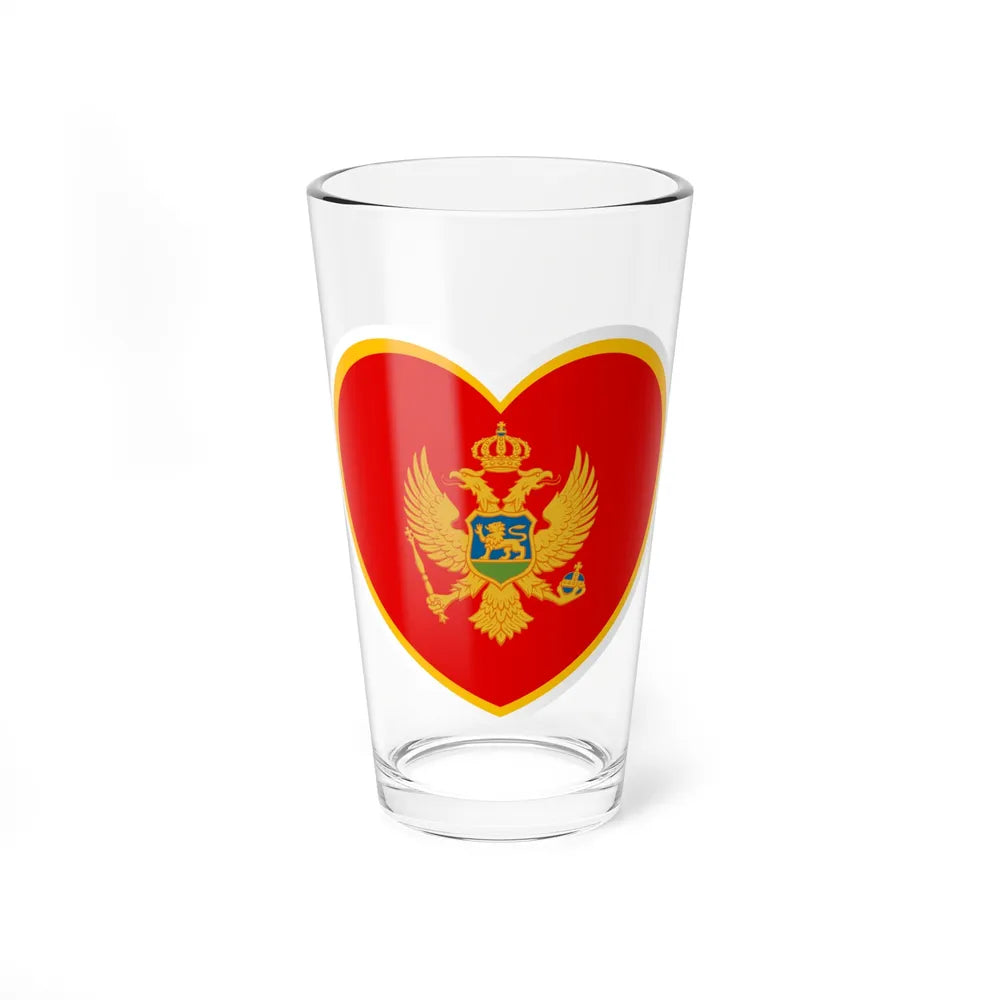 Heart Flag of Montenegro - Pint Glass 16oz-16oz-Go Mug Yourself