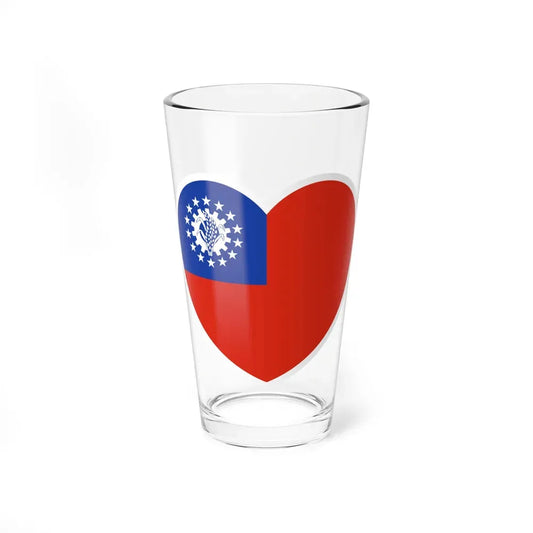 Heart Flag of Myanmar 1974-2010 - Pint Glass 16oz 16oz - Go Mug Yourself