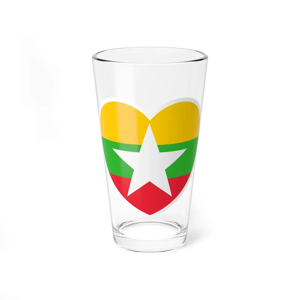 Heart Flag of Myanmar - Pint Glass 16oz-16oz-Go Mug Yourself