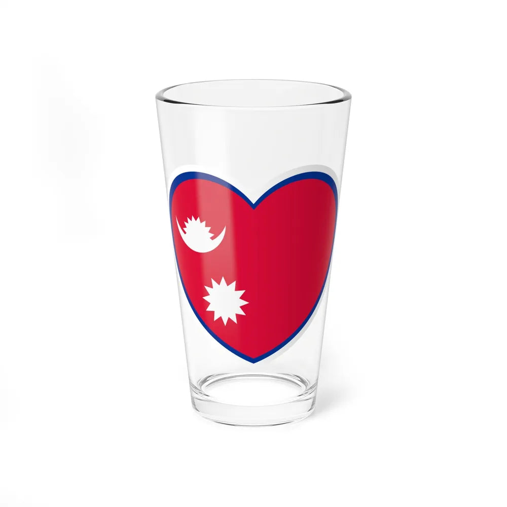 Heart Flag of Nepal - Pint Glass 16oz-16oz-Go Mug Yourself