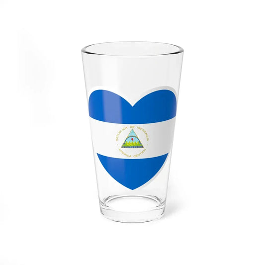 Heart Flag of Nicaragua - Pint Glass 16oz 16oz - Go Mug Yourself