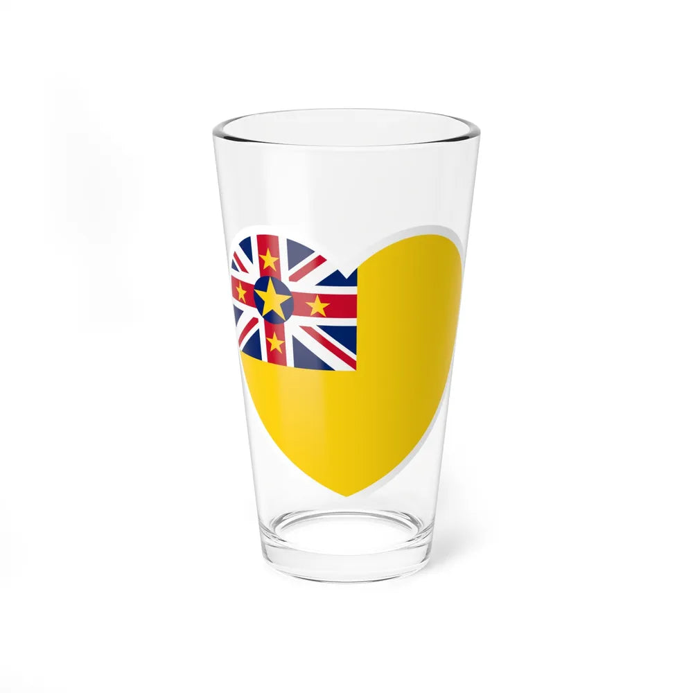 Heart Flag of Niue - Pint Glass 16oz-16oz-Go Mug Yourself