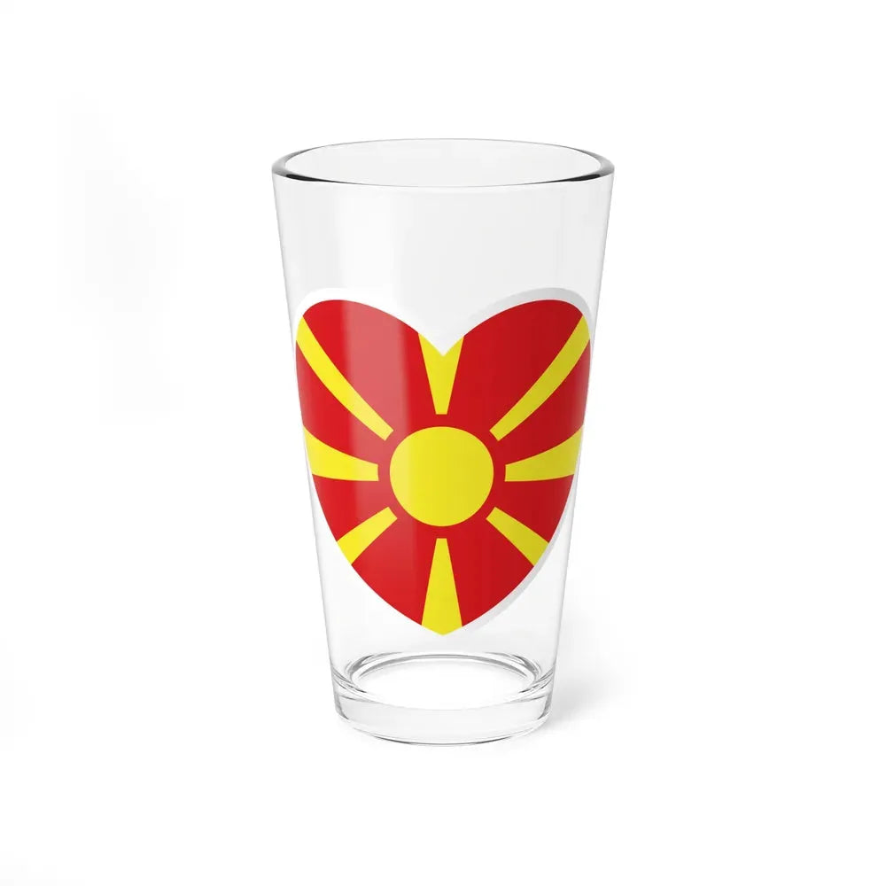 Heart Flag of North Macedonia - Pint Glass 16oz 16oz - Go Mug Yourself
