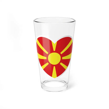 Heart Flag of North Macedonia - Pint Glass 16oz 16oz - Go Mug Yourself