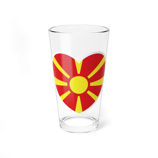 Heart Flag of North Macedonia - Pint Glass 16oz 16oz - Go Mug Yourself