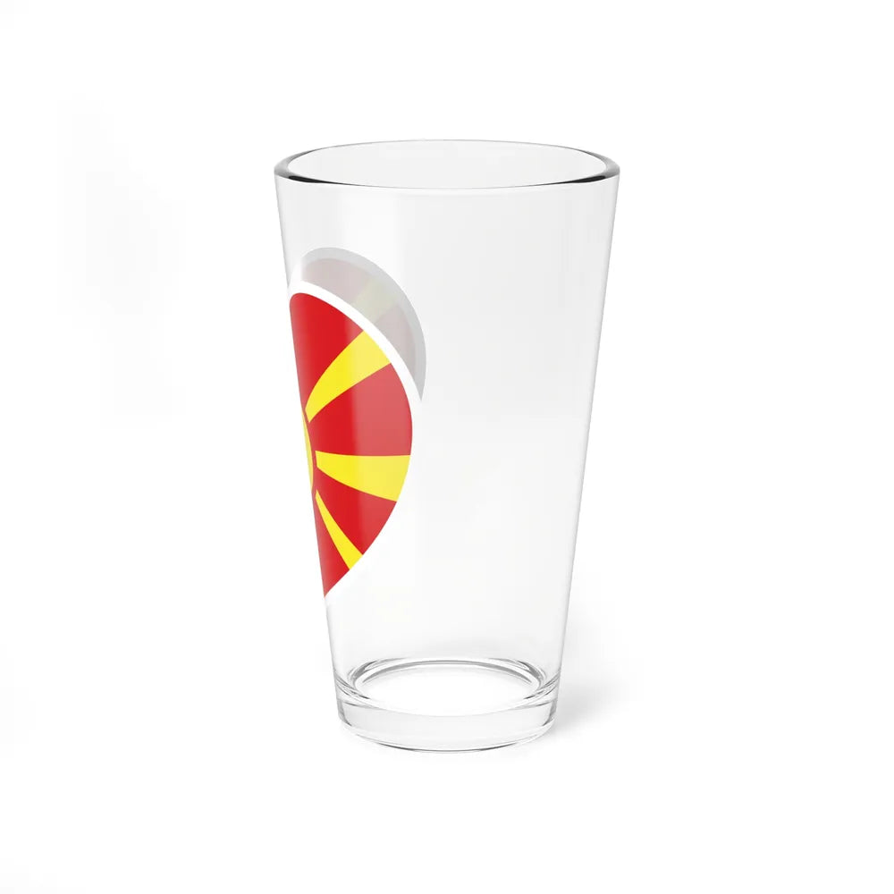 Heart Flag of North Macedonia - Pint Glass 16oz-Go Mug Yourself