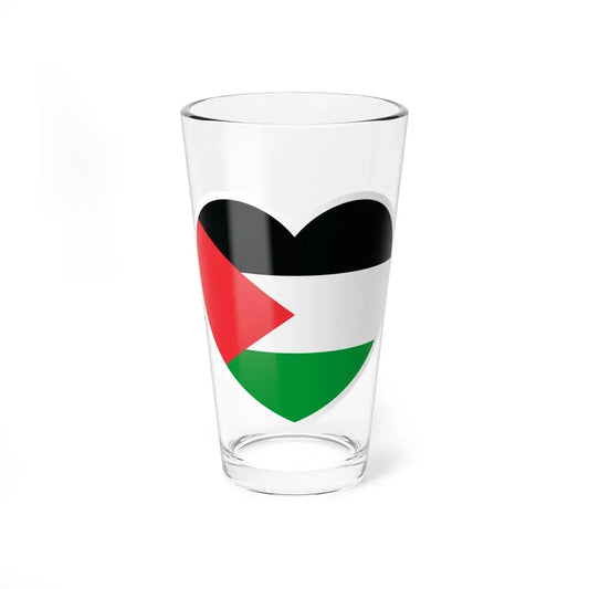 Heart Flag of Palestine - Pint Glass 16oz 16oz - Go Mug Yourself