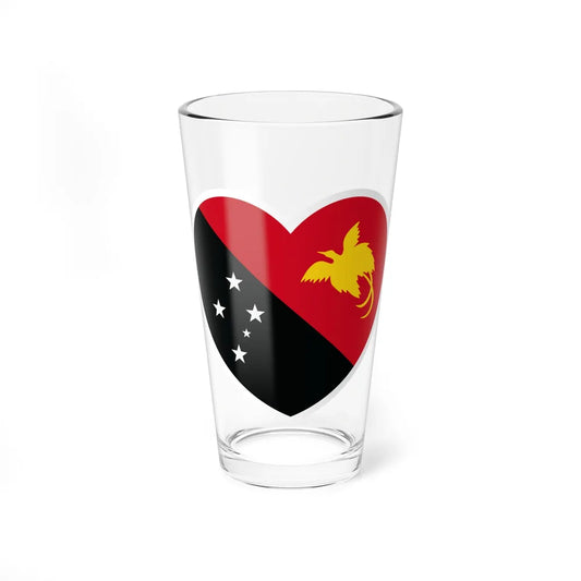 Heart Flag of Papua New Guinea - Pint Glass 16oz-16oz-Go Mug Yourself