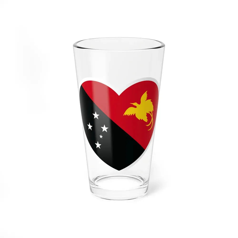 Heart Flag of Papua New Guinea - Pint Glass 16oz 16oz - Go Mug Yourself