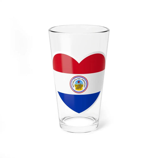 Heart Flag of Paraguay 1842-1990 reverse - Pint Glass 16oz 16oz - Go Mug Yourself