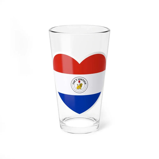 Heart Flag of Paraguay reverse - Pint Glass 16oz 16oz - Go Mug Yourself