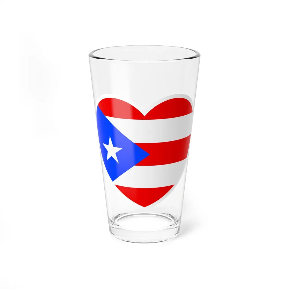 Heart Flag of Puerto Rico - Pint Glass 16oz-16oz-Go Mug Yourself