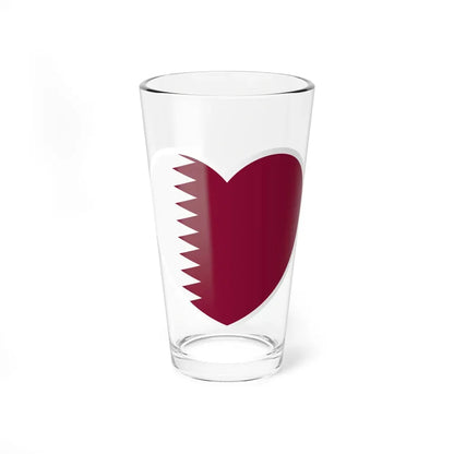 Heart Flag of Qatar - Pint Glass 16oz 16oz - Go Mug Yourself