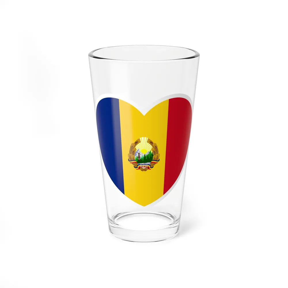 Heart Flag of Romania 1948-1952 - Pint Glass 16oz-16oz-Go Mug Yourself