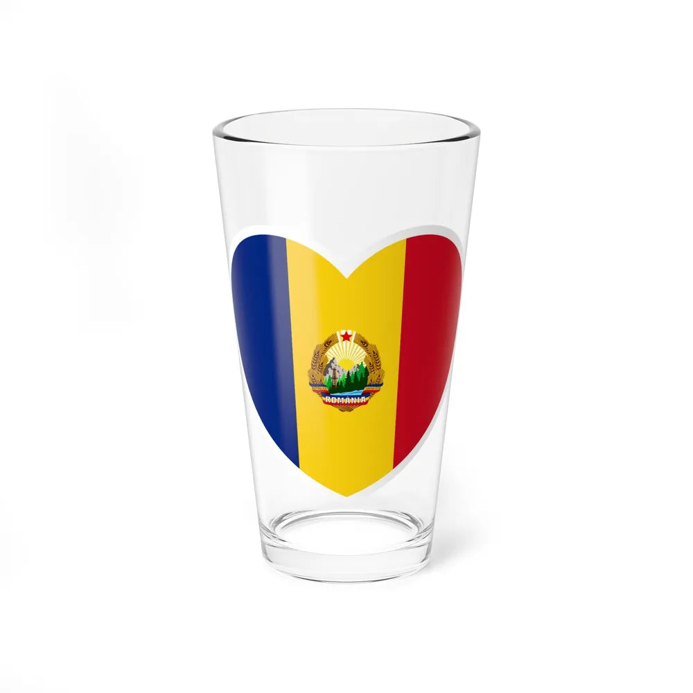 Heart Flag of Romania 1965-1989 - Pint Glass 16oz-16oz-Go Mug Yourself