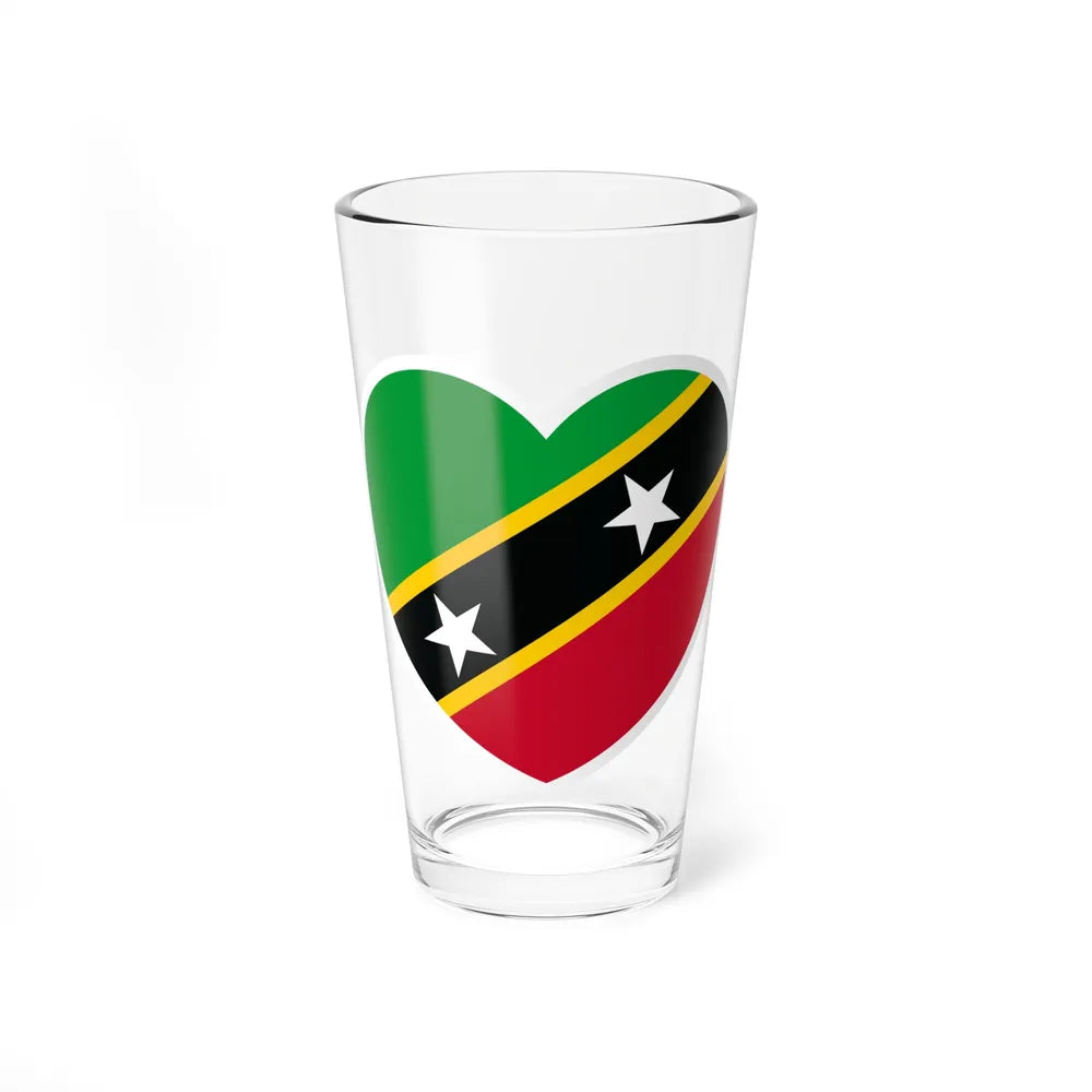 Heart Flag of Saint Kitts and Nevis - Pint Glass 16oz-16oz-Go Mug Yourself