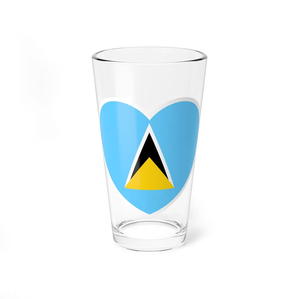 Heart Flag of Saint Lucia - Pint Glass 16oz-16oz-Go Mug Yourself