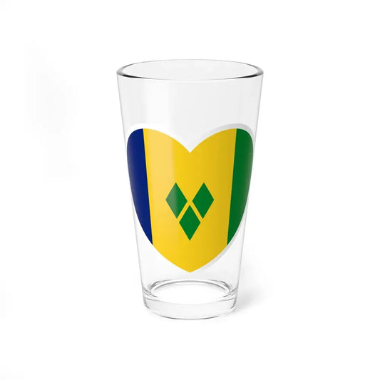 Heart Flag of Saint Vincent and the Grenadines - Pint Glass 16oz 16oz - Go Mug Yourself