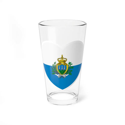 Heart Flag of San Marino pre-2011 - Pint Glass 16oz-16oz-Go Mug Yourself