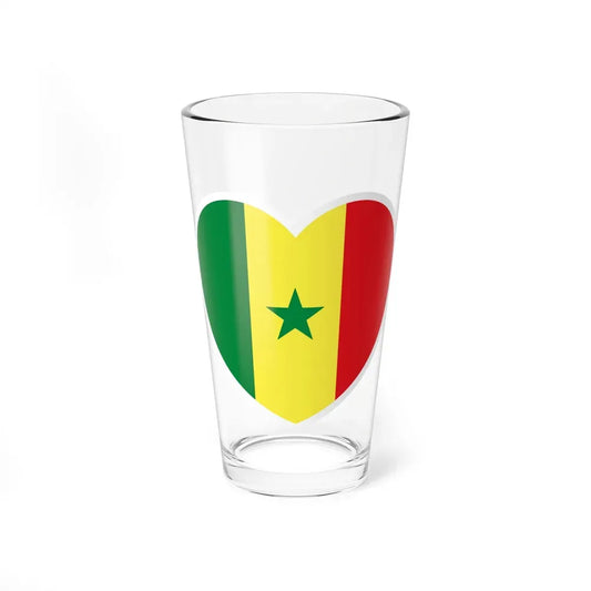 Heart Flag of Senegal - Pint Glass 16oz 16oz - Go Mug Yourself