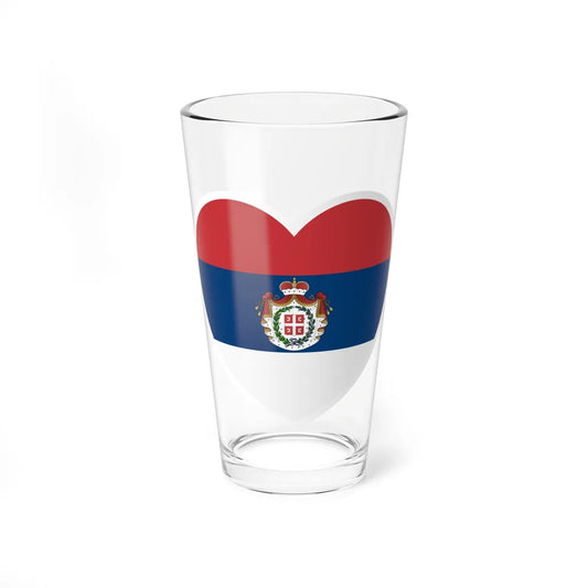 Heart Flag of Serbia 1835-1882 - Pint Glass 16oz-16oz-Go Mug Yourself