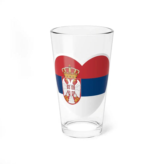 Heart Flag of Serbia - Pint Glass 16oz 16oz - Go Mug Yourself