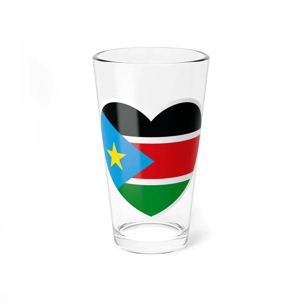 Heart Flag of South Sudan - Pint Glass 16oz 16oz - Go Mug Yourself