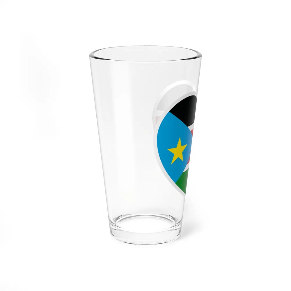 Heart Flag of South Sudan - Pint Glass 16oz-Go Mug Yourself